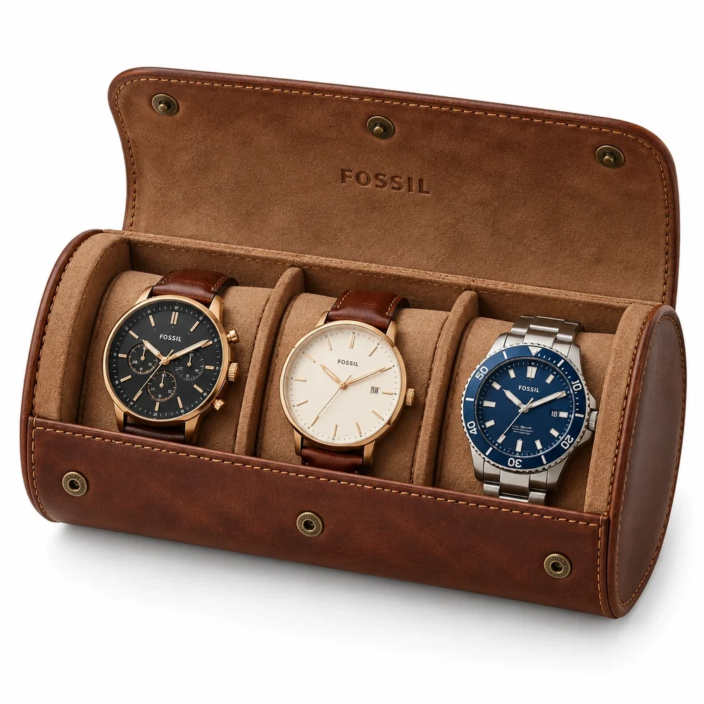Hộp cuộn đựng đồng hồ Fossil 3 ngăn